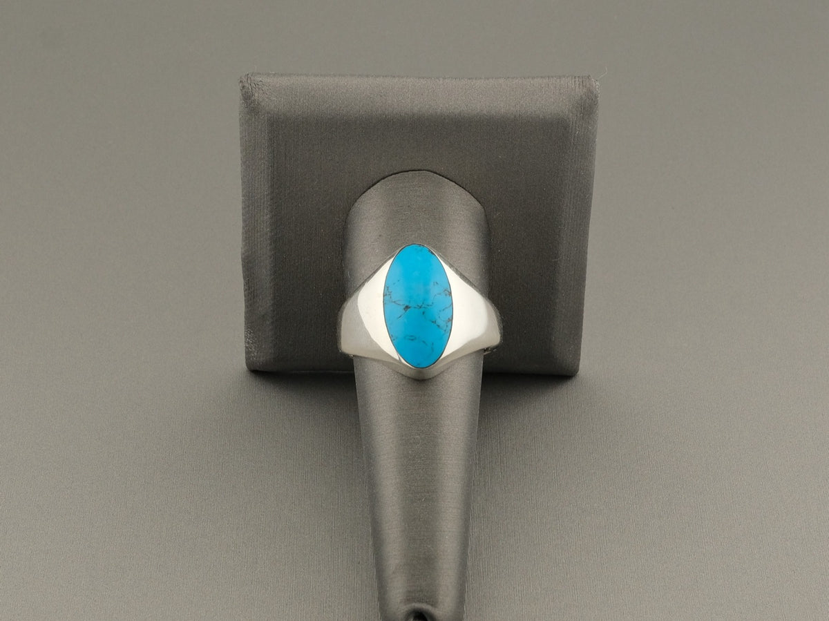 925 Silver Turquoise Cabochon Ring, Size 11