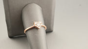14K Rose Gold Diamond Heart Ring, Size 9.25