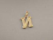 14K Gold CZ Iced Letter N Pendant