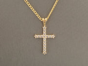14K Gold Diamond Cross Pendant, 0.40 ct