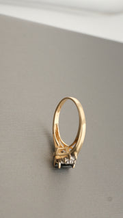 14K Gold Diamond and Marquise Sapphire Ring, Size 7