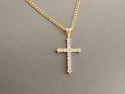 14K Gold Diamond Cross Pendant, 0.40 ct