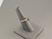 14K Gold Diamond and Marquise Sapphire Ring, Size 7