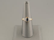 14K Gold Diamond and Marquise Sapphire Ring, Size 7