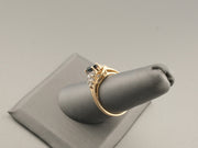 14K Gold Diamond and Marquise Sapphire Ring, Size 7