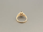 14K Gold Diamond and Marquise Sapphire Ring, Size 7