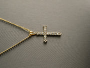 14K Gold Diamond Cross Pendant, 0.40 ct