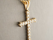 14K Gold Diamond Cross Pendant, 0.40 ct