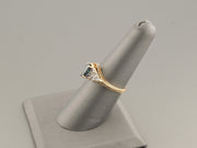 14K Gold Diamond and Marquise Sapphire Ring, Size 7