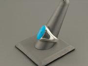 925 Silver Turquoise Cabochon Ring, Size 11