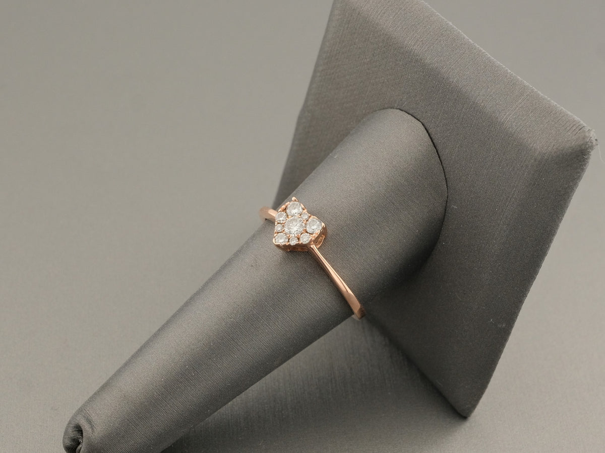 14K Rose Gold Diamond Heart Ring, Size 9.25