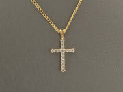 14K Gold Diamond Cross Pendant, 0.40 ct