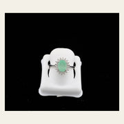 14K White Gold Emerald and Diamond Halo Ring
