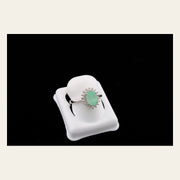 14K White Gold Emerald and Diamond Halo Ring, alternate view 3