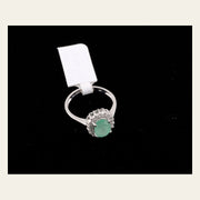 14K White Gold Emerald and Diamond Halo Ring, alternate view 4
