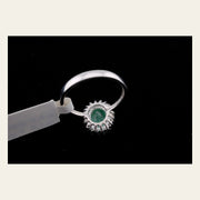 14K White Gold Emerald and Diamond Halo Ring, alternate view 6