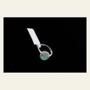 14K White Gold Emerald and Diamond Halo Ring, alternate view 7