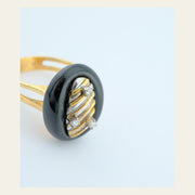 14K Yellow Gold Onyx and Diamond Ring, alternate view 2
