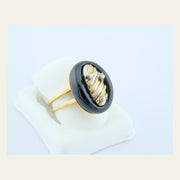14K Yellow Gold Onyx and Diamond Ring, alternate view 3
