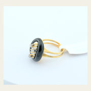 14K Yellow Gold Onyx and Diamond Ring, alternate view 4