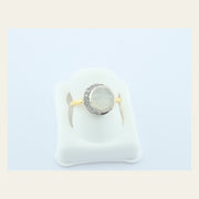 14K Gold Moonstone Face Ring with Diamond Halo, Size 5, alternate view 3