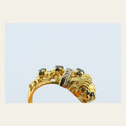 18K Gold Snake Ring with Blue Sapphires and Diamond Accents, alternate view 6