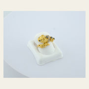 18K Gold Snake Ring with Blue Sapphires and Diamond Accents