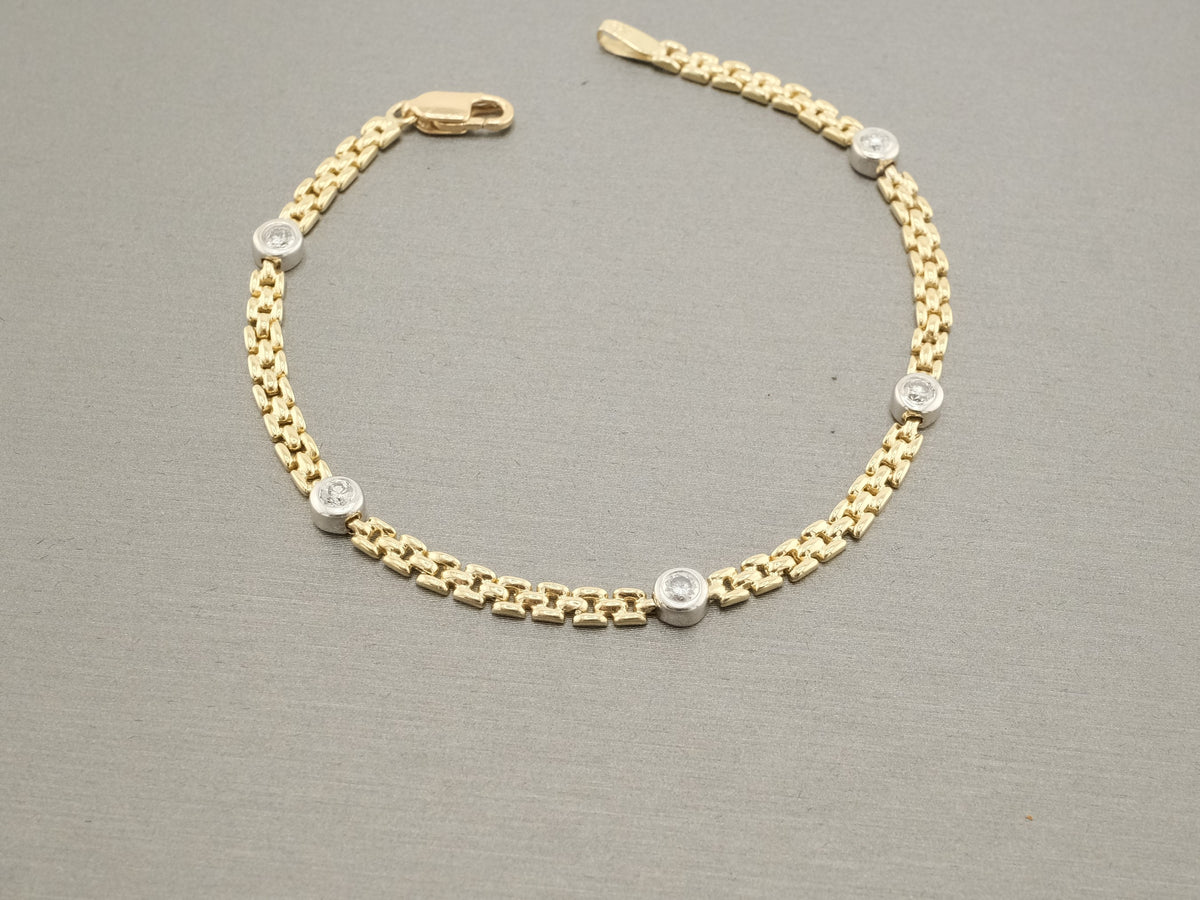 14K Gold Diamonds Panther Link Bracelet