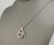 925 Silver and Diamonds Heart Key Necklace, alternate view 3