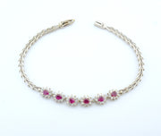 925 Silver Ruby Flower Bracelet