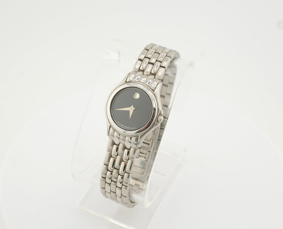 Movado Museum Women Stainless Steel 24mm Black Dial Watch Swiss