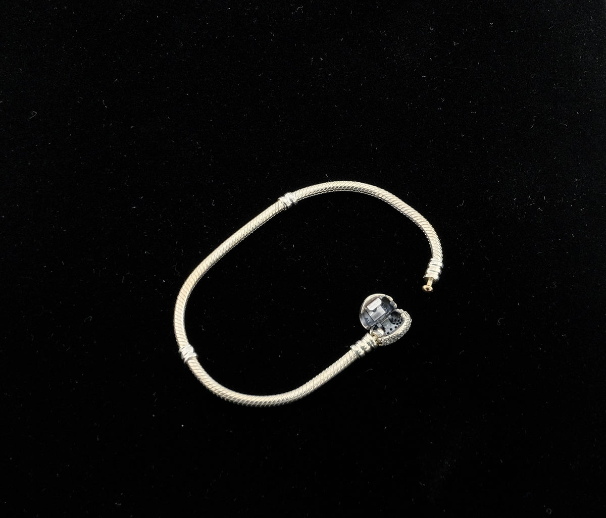 Pandora 925 Silver CZ Heart Bracelet