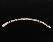 14K Rose and White Gold Two Tone Diamond Pave Cuban Bracelet, alternate view 8