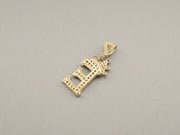14K Gold E Letter CZ Crown Pendant, alternate view 4