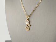14K Gold CZ S Letter Crown Pendant, alternate view 7