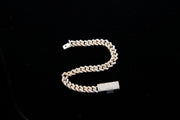 14K Rose and White Gold Two Tone Diamond Pave Cuban Bracelet, alternate view 4