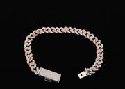 14K Rose and White Gold Two Tone Diamond Pave Cuban Bracelet