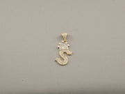 14K Gold CZ S Letter Crown Pendant, alternate view 3