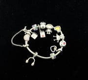 Pandora 925 Silver Bracelet Plain with Charms