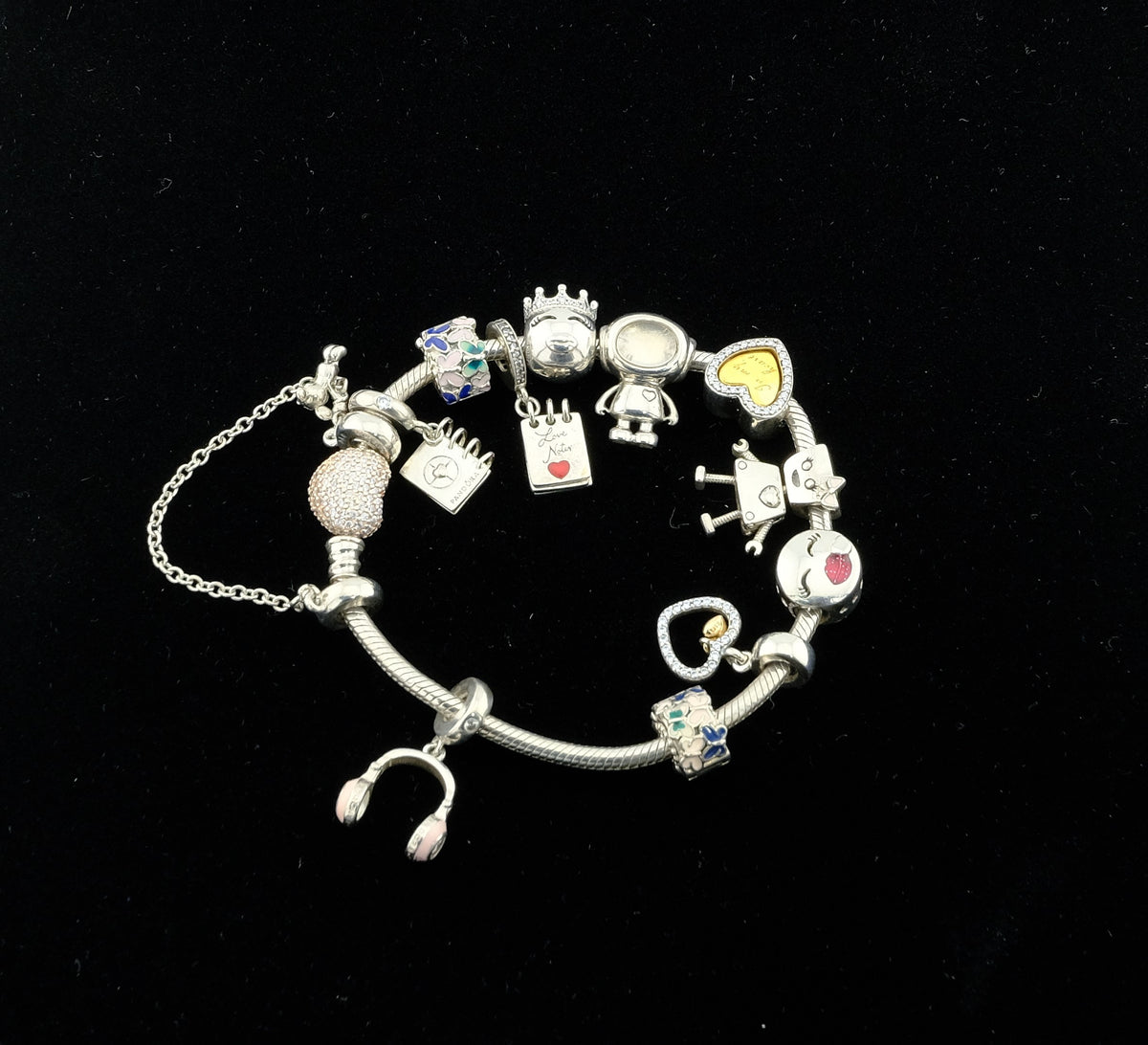 Pandora 925 Silver Bracelet Plain with Charms