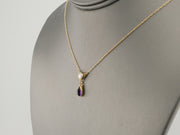 14K Gold Pearl and Purple Gem Necklace