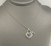 925 Silver and Diamonds Heart Key Necklace, alternate view 5