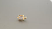 14K Yellow Gold Diamonds Square Earrings, alternate view 4