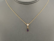 14K Gold Pearl and Purple Gem Necklace, alternate view 4