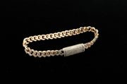 14K Rose and White Gold Two Tone Diamond Pave Cuban Bracelet, alternate view 7