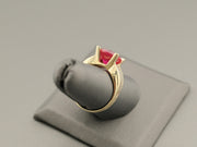 14K Yellow Gold Ruby CZ Ring, alternate view 6