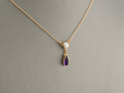 14K Gold Pearl and Purple Gem Necklace, alternate view 2