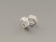 14K White Gold Diamond Hexagon Earrings