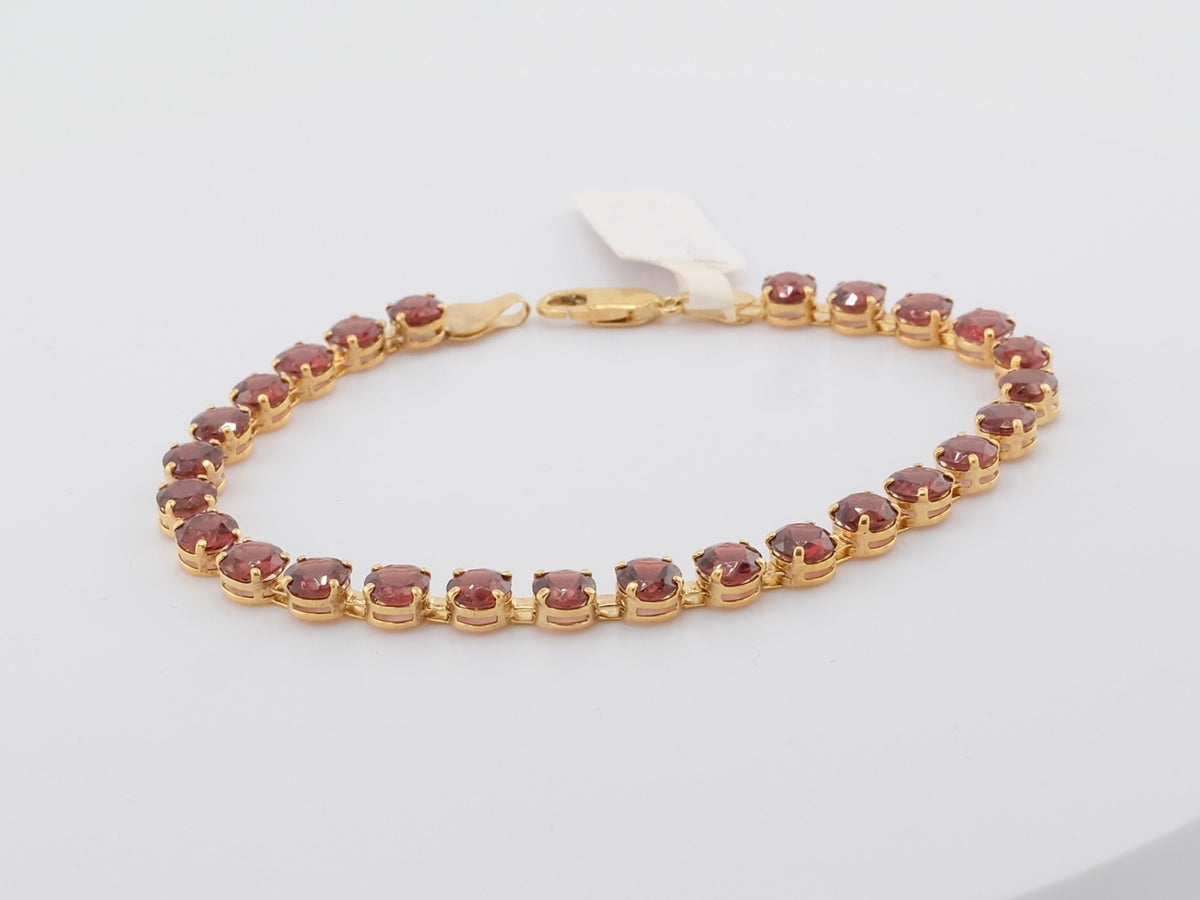 14K Gold Red Gemstones Gold Bracelet