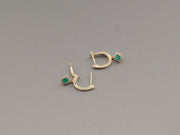 14K Gold Diamonds Emerald Earrings, alternate view 3